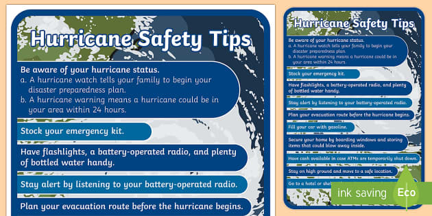 Hurricane Safety Tips Poster