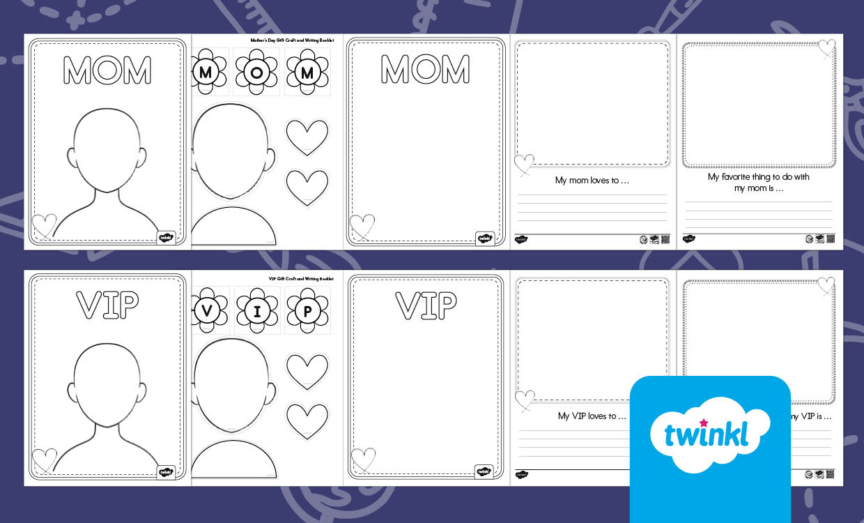 Mother's Day Gift Craft and Writing Booklet for K-5th Grade