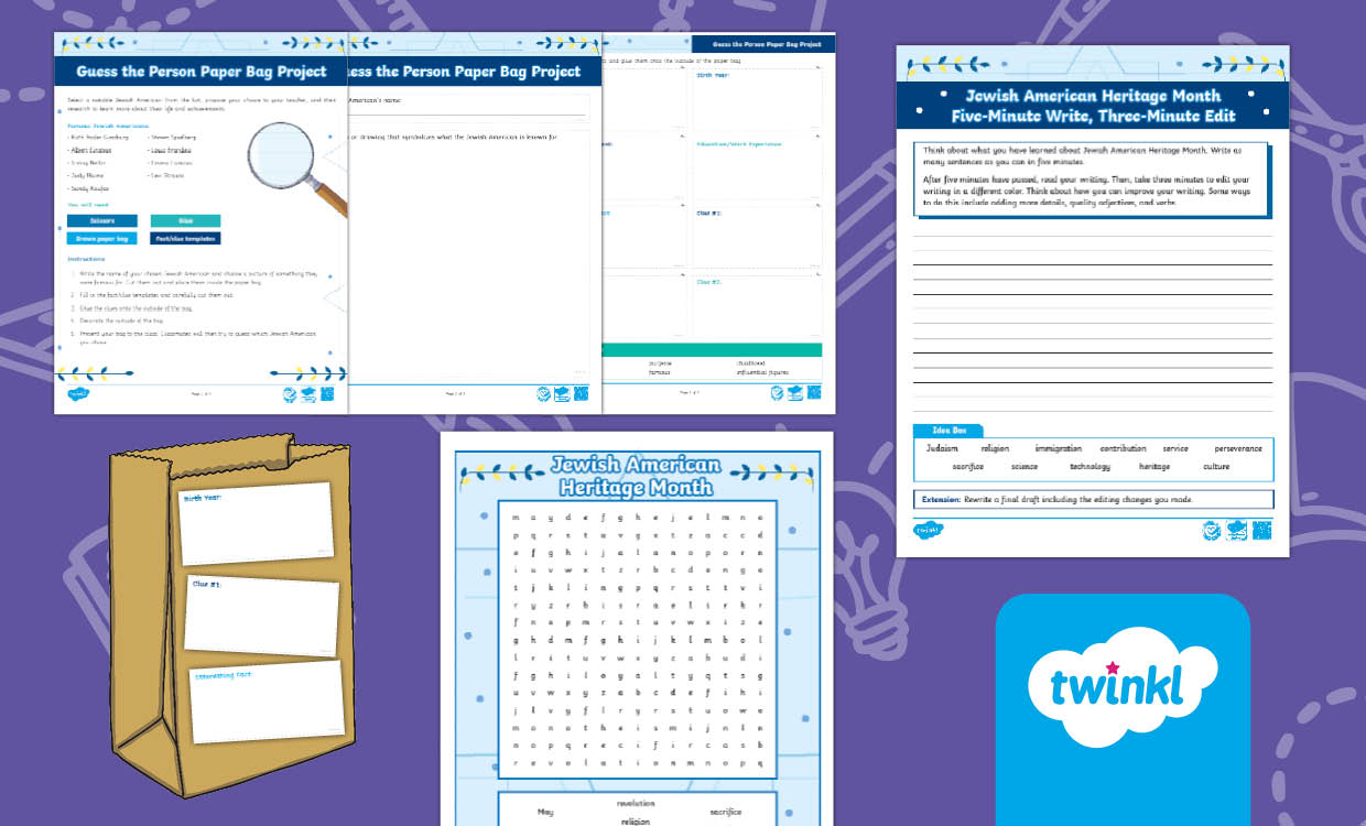 Jewish American Heritage Month Activities for 3rd-5th Grade