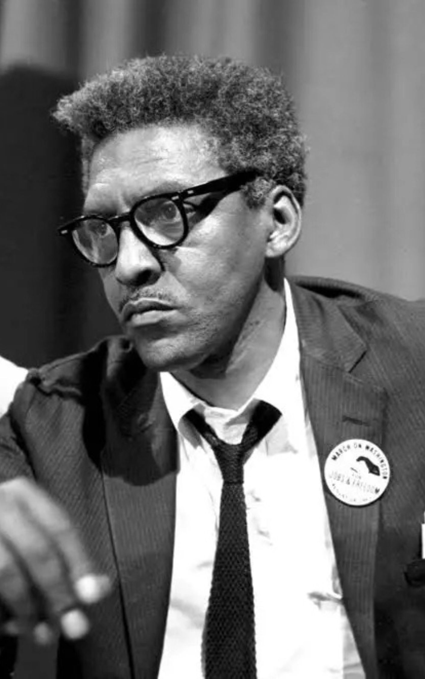 Bayard Rustin, Black gay civil rights and labor leader, 1960s-style portrait.