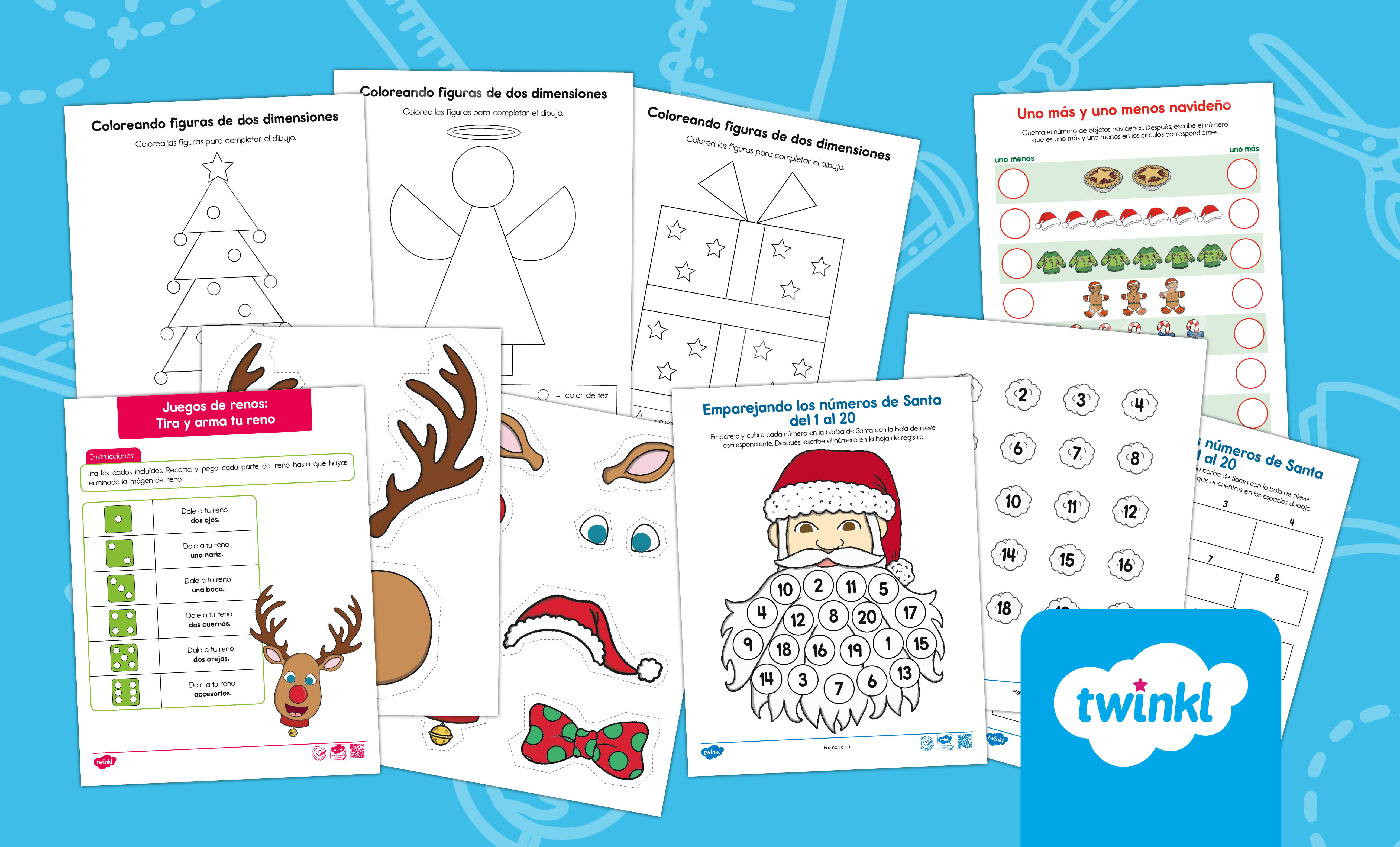 Paquete navideño de actividades de matemáticas para preescolar