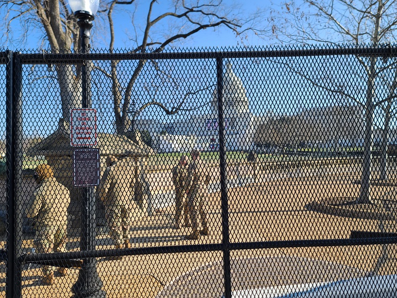 teaching about insurrection : national guard troops stationed outside the capitol