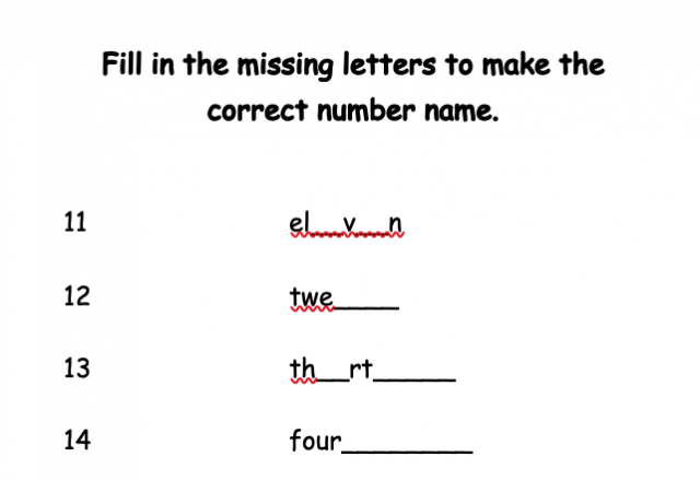Numbers and Number Names Workbook
