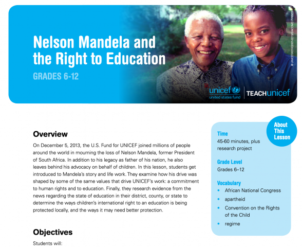 Nelson Mandela and the Right to Education: Lesson